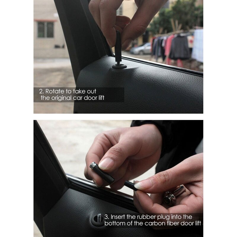 Dekorasi serat karbon 4 kunci pintu otomatis pin Interior untuk F10 E90 Mercedes Benz Ford Dodge Abarth