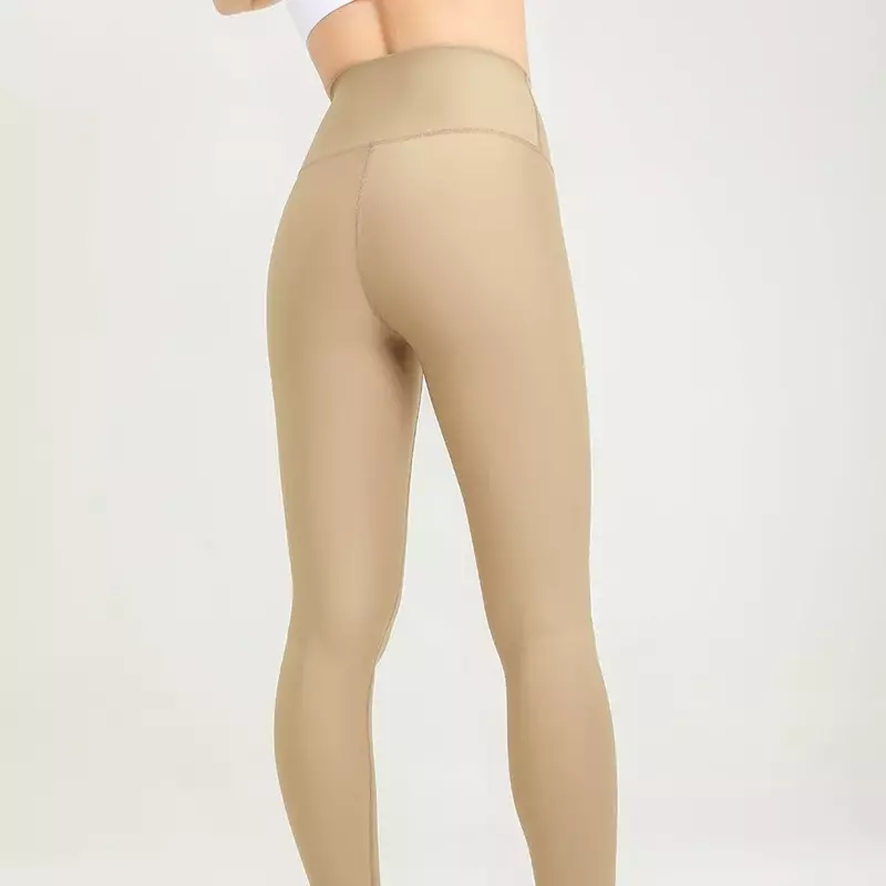 Celana yoga gaya baru untuk wanita, celana yoga olahraga pinggang tinggi telanjang mutiara ramah kulit