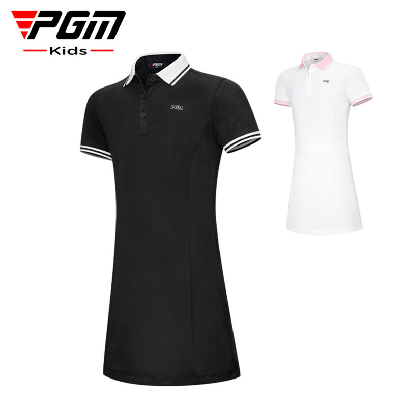 PGM Golf Dress Girls Summer Short Sleeve Sports T-Shirt Skirt Simple A-Line Dress QZ092