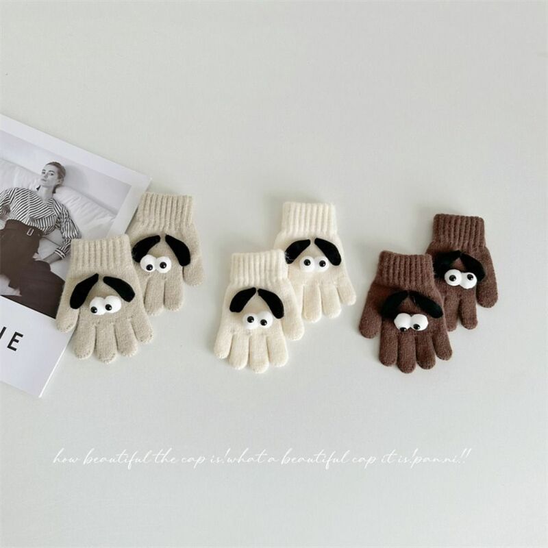 Addensare guanti invernali per bambini di alta qualità occhi divertenti guanti antivento con dita intere guanti caldi autunno inverno