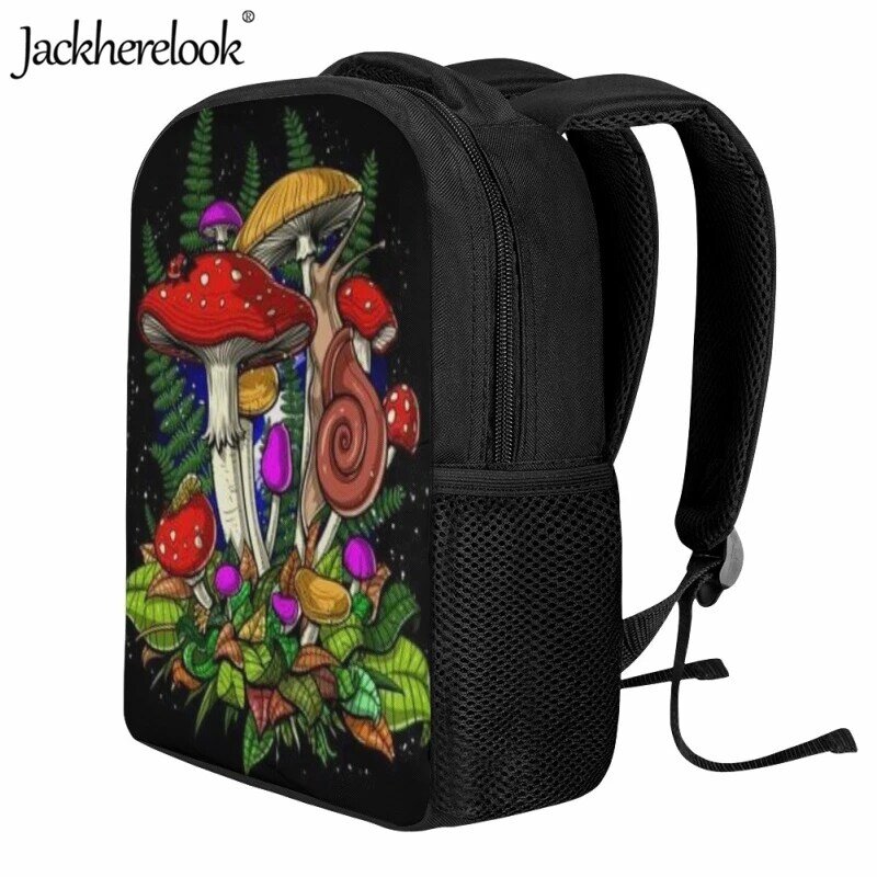 Jackherelook-예술 사이키델릭 버섯 인쇄 학교 가방, 어린이 패션 유치원을 위한 새로운 핫 북백 실용적인 배낭