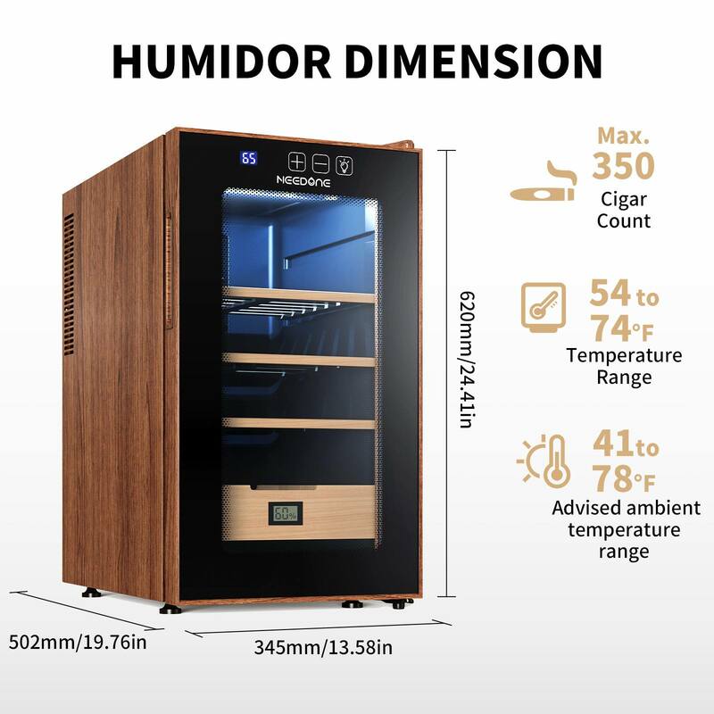 NEEDONE 48L elektryczny System kontroli temperatury humidorów cygar, szafka na Humidor z hiszpańskimi półkami z drewna cedrowego