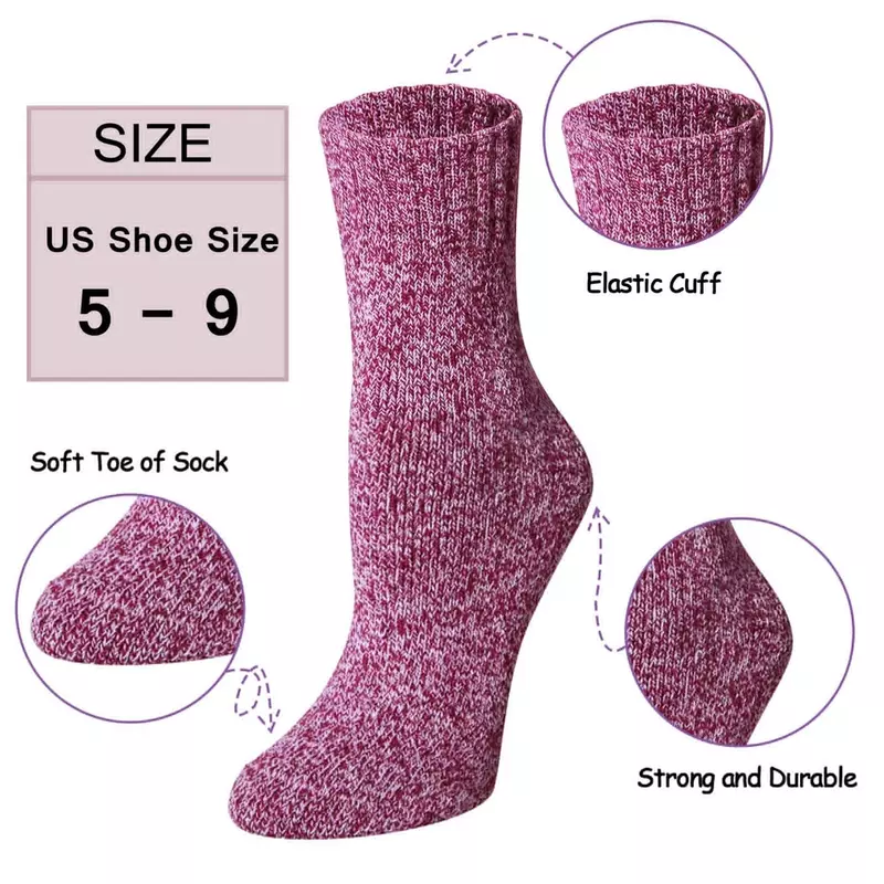 1Pair Wool Socks - Hiking Warm Thick Workout Soft Wool Socks,Vintage Warm Womens Wool Socks,Winter Warm Boot Socks for Women Men