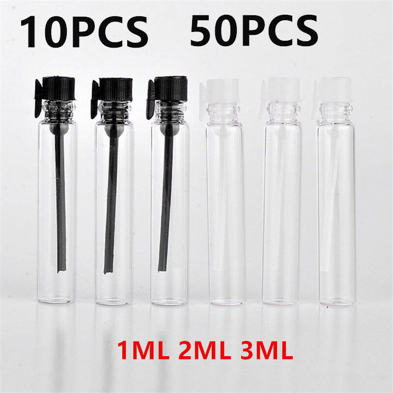 Nowy 10/50 sztuk 1ML 2ML 3ML czarny biały Mini szklana buteleczka na perfumy puste butelka na kosmetyki próbki szklane Vialsessential butelka oleju 4 #