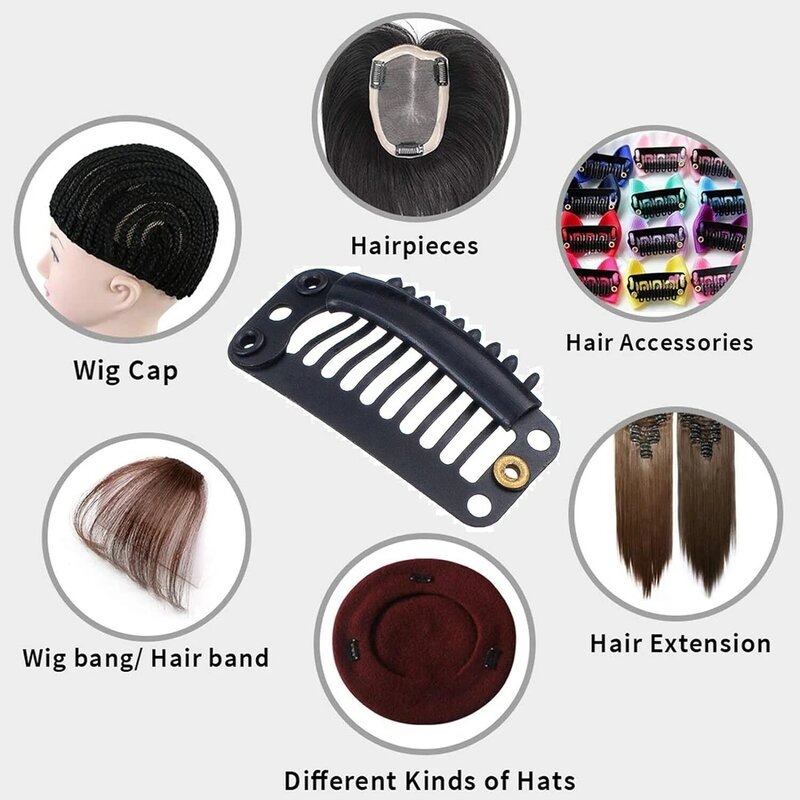 Grampos de cabelo para mulheres, extensões de cabelo, Snap Clip, peruca de metal, pente Clips, 9 dentes, 20 pcs, 40 pcs