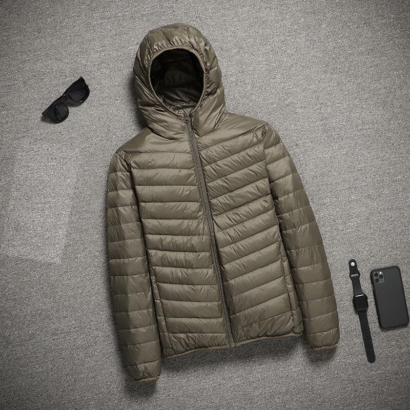 Lekkie puchowe kurtki męskie kurtki wiosna 2022 z kapturem Ultralight pikowany płaszcz na ciepłe zimowe płaszcze puchowe Light Puffer