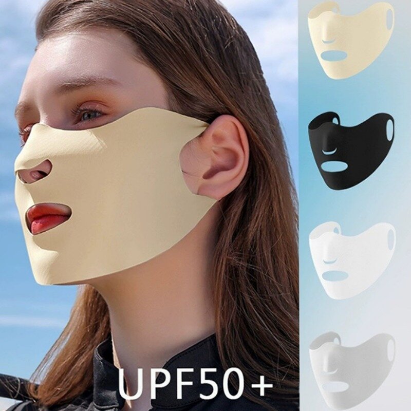 Ice Silk Sunscreen Mask Women Men Summer Solid Color UV Protection Breathable Face Scarf Reusable Comfortable Mask Fashion Gifts