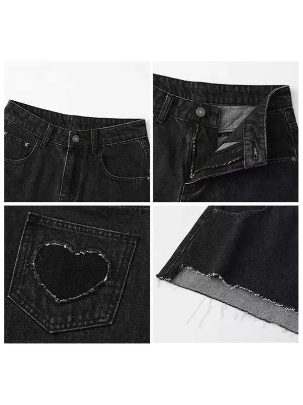 Женские джинсовые шорты с высокой талией, асимметричным подолом и меховым краем
