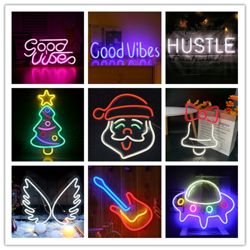 Letrero de luz de neón LED para decoración de pared, campana de Ángel alimentada por USB, Papá Noel, luces de neón para sala de juegos, fiesta