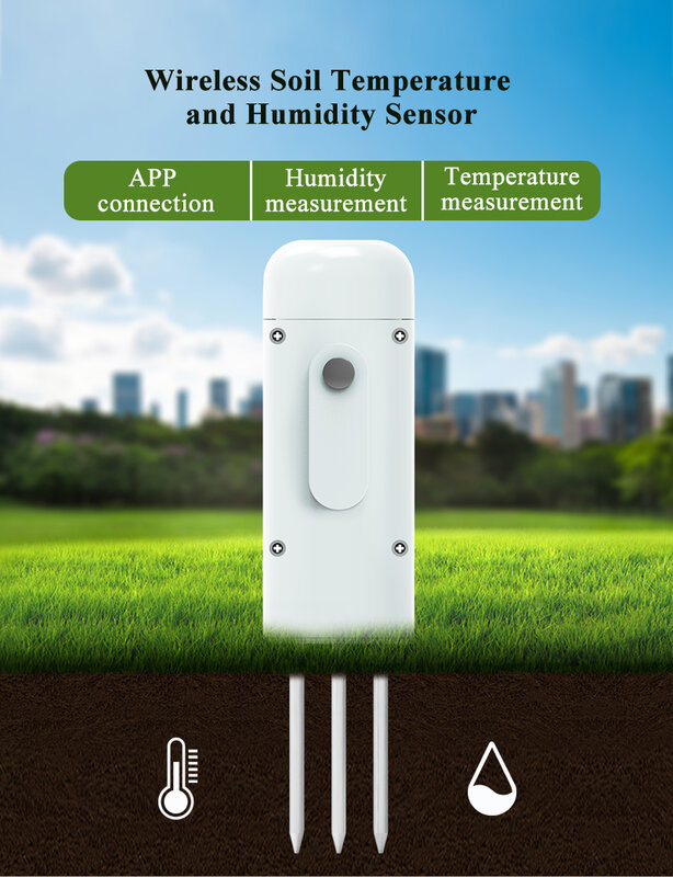 Detektor Suhu dan Kelembaban Tanah Nirkabel IP66 Tuya Zigbee Penguji Sensor Pemantau Kelembaban Tanah Rumput Bunga Cerdas