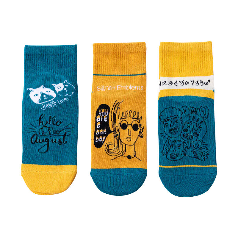 Милые японские модные носки в стиле ins с изображением животных из мультфильмов поглощающие пот дышащие носки
