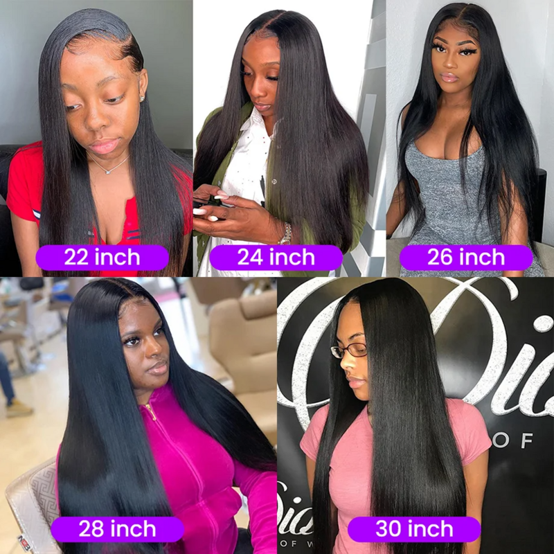 Pre Plucked 4x4 Lace Closure Wig 180% Remy Brazilian Straight Wig 18-32 Glueless Lace Front Human Hair Wig for Women