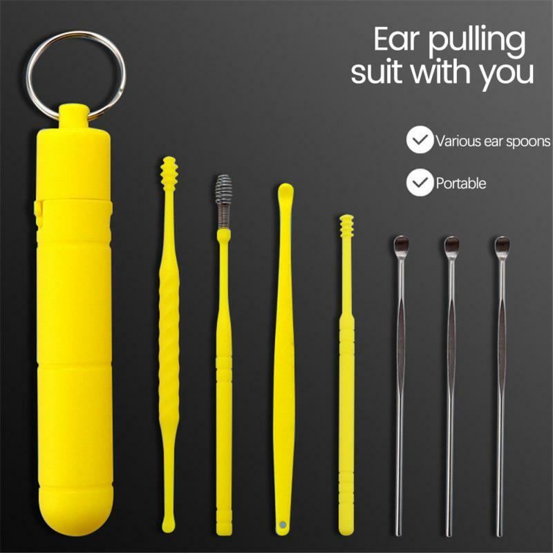 Stainless steel ear pick ear pick ear pick ear pick tool set spiral spring ear pick cleaner portable 6/7 piece ear cleaner