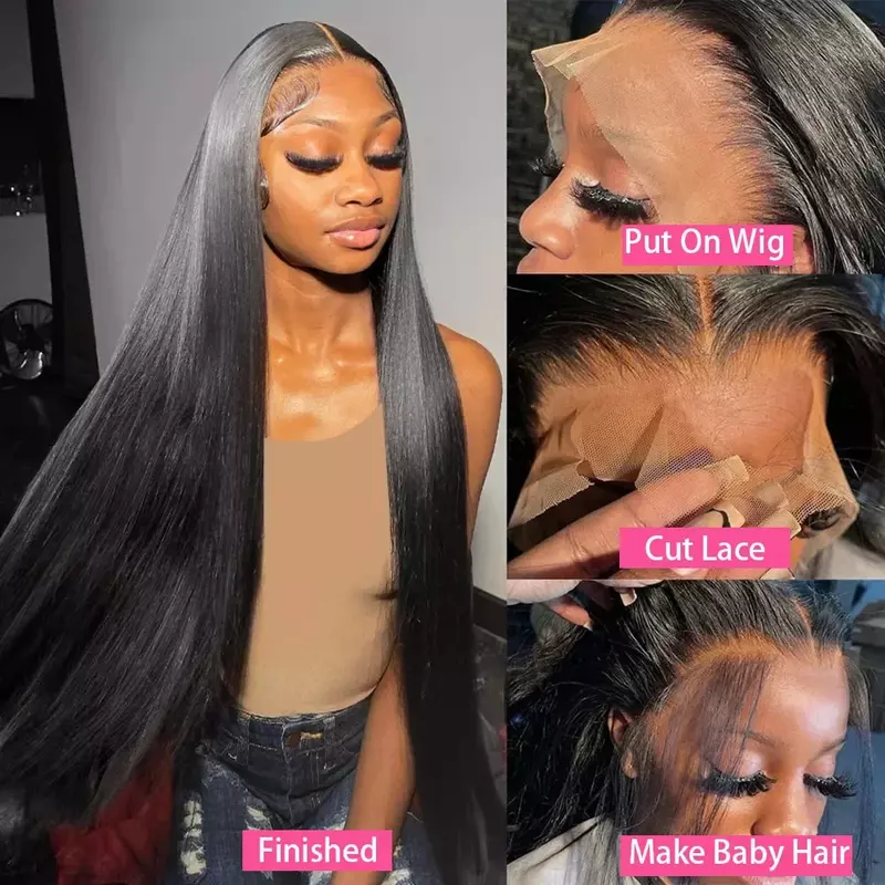 360 Hd Lace Front Human Hair Wig 13X6 Straight Frontal Wig Pre Plucked 5X5 Lace Closure Wig For Women Glueless Wig Ready To Wear