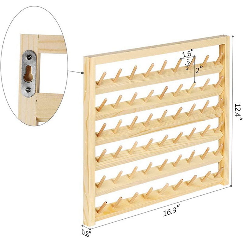 Suporte de rosca de madeira para costura trançada e bordado, Racks de parede, Organizador de armazenamento de rosca, 54 carretéis