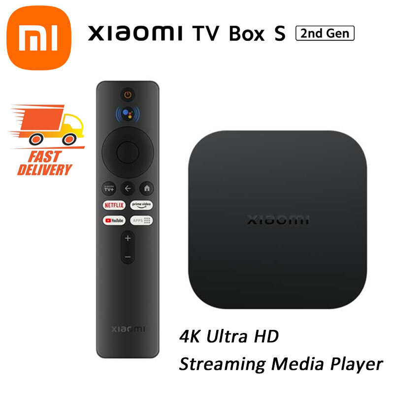 Xiaomi-Mi TV Box S 2a Geração, Versão Global, Jogador Inteligente, Dolby Vision, HDR10 +, Assistente do Google, 4K Ultra HD, BT5.2, 2GB, 8GB
