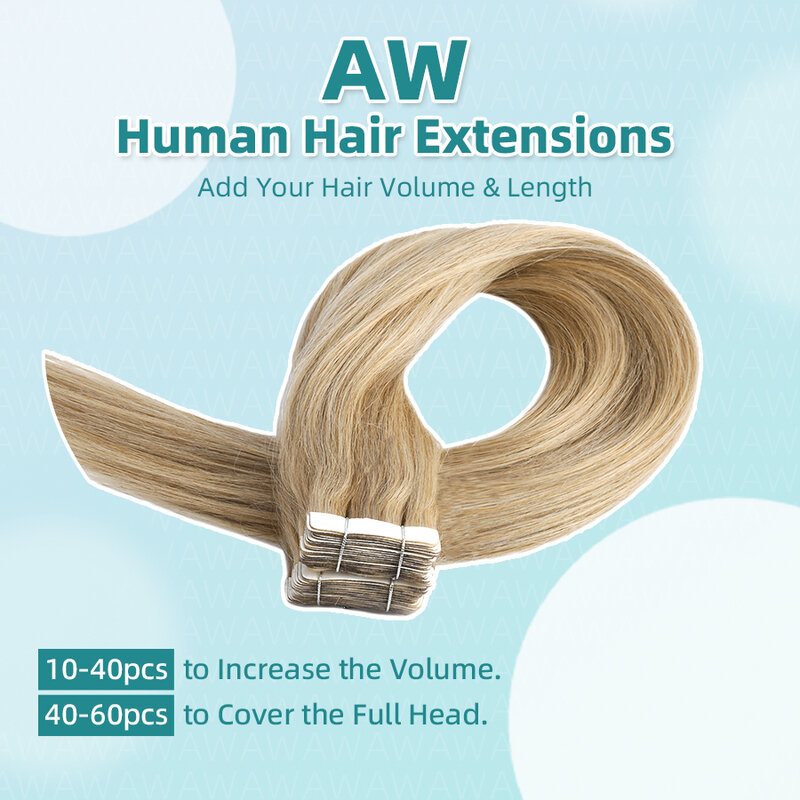 Aw 12 ''-24'' Tape In Human Hair Extensions Europese Rechte Naadloze Onzichtbare Natuurlijke Haarverlenging Noneremy Haar Voor Weman