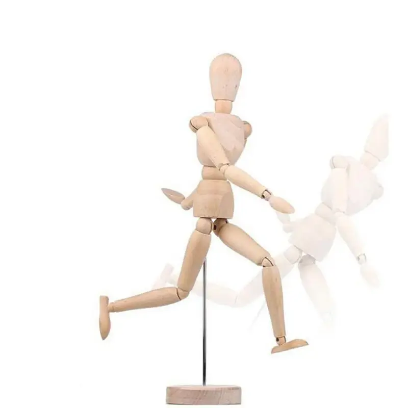 Patung seniman dapat digerakkan 22cm, mainan tokoh kayu Mannequin Bjd, seni menggambar sketsa, mainan aksi tokoh, hadiah boneka seni anak-anak