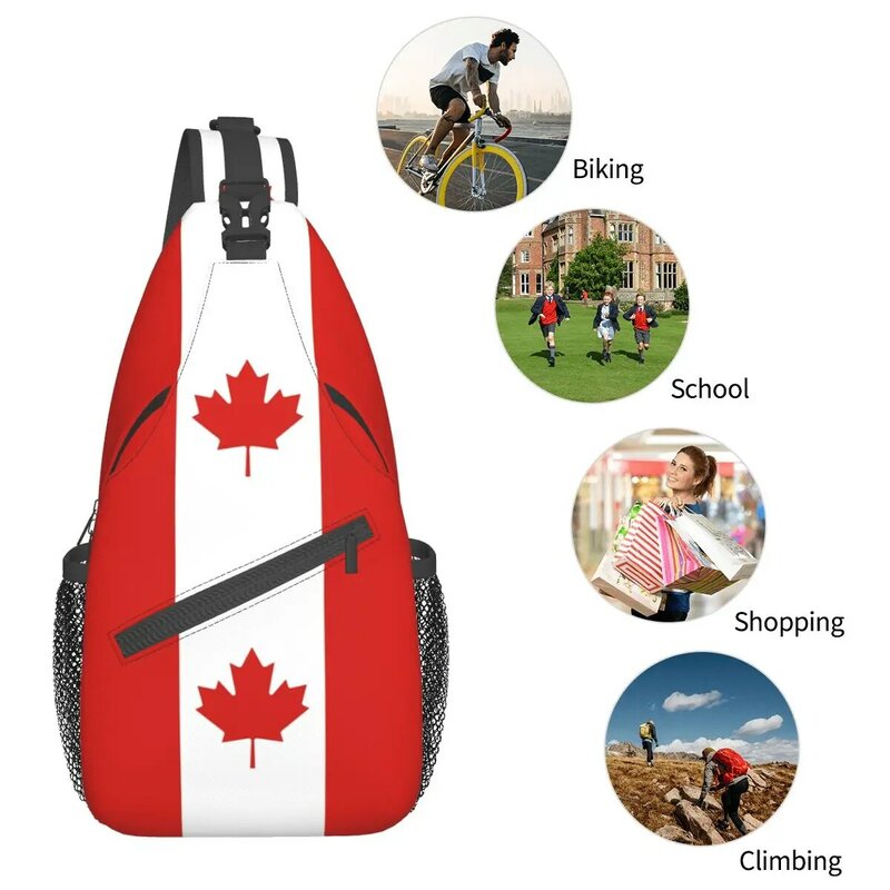 Borsa a tracolla a tracolla bandiera del Canada borsa a tracolla piccola Freedom Globe zaino a tracolla Daypack per viaggi escursionismo zaino in bicicletta
