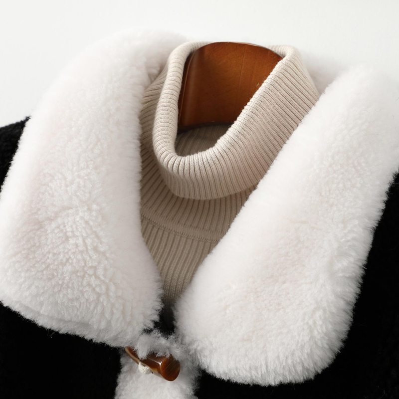 AYUNSUE – Manteau en fourrure de mouton véritable pour Femme, veste mi-longue en laine, décontractée, 100%, Sqq1365, hiver