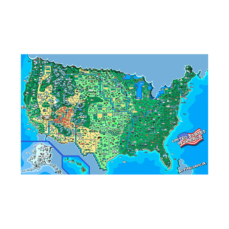 米国の地図A1小さなサイズの米国地図ヴィンテージポスター装飾壁アートアクセサリー教育事務用品