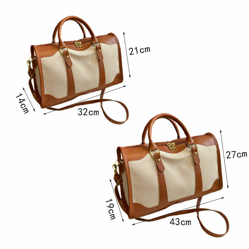 ISKYBOB Women Travel Storage Handbag Vintage Fitness Luggage Bag Single Shoulder Crossbody Bag Large Nylon PU Leather Bag 2023
