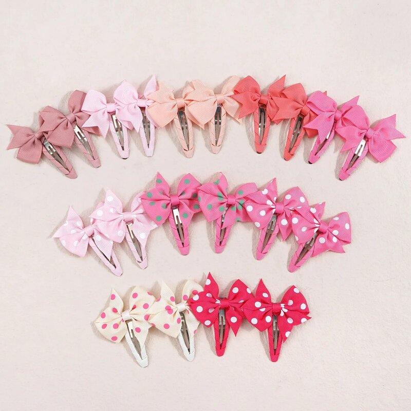 20pcs Snap Hair Clips with Bows Boutique Grosgrain Ribbon 2 Inch Hair Bows No Slip Hair Barrettes for Infant Toddlers Baby Girl