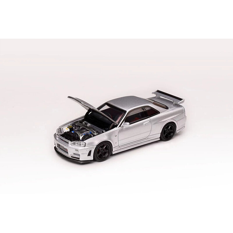 Preventa MH 1:64 SKYLINE GTR R34 Z TUNE Open Hood Diecast Diorama Car Model Collection Miniature Toys MOTORHELIX