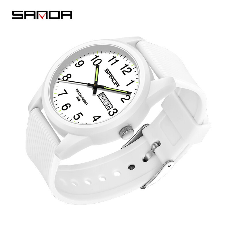 Sanda-Reloj de mano luminoso para hombre y mujer, pulsera de silicona, de cuarzo, Simple, para amantes, regalo, 6090