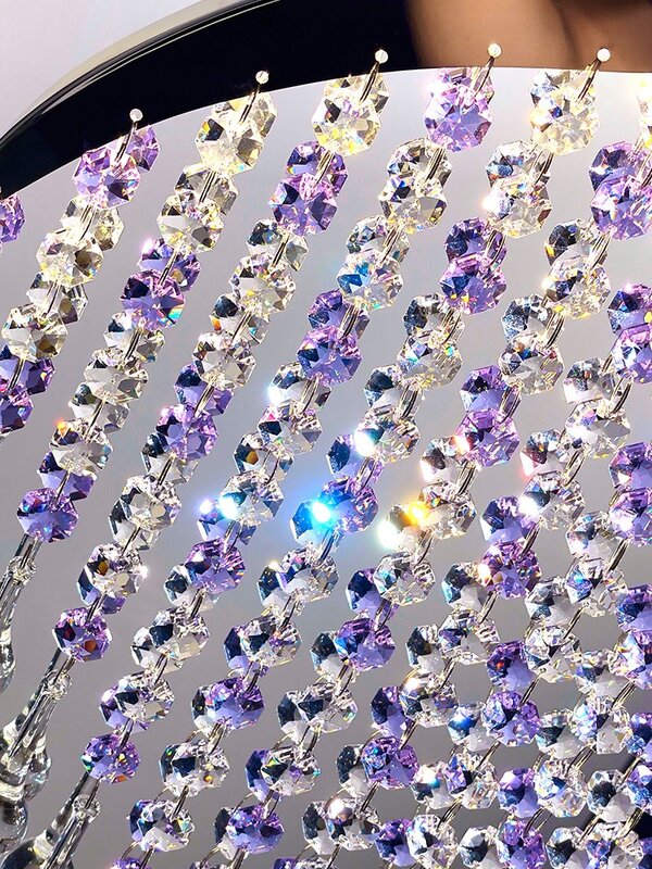 Modern Minimalist Purple Crystal Chandeliers For Restaurant Pendant Lamp Long Line Bedside Bedroom Hanging Light Lustre Fixtures