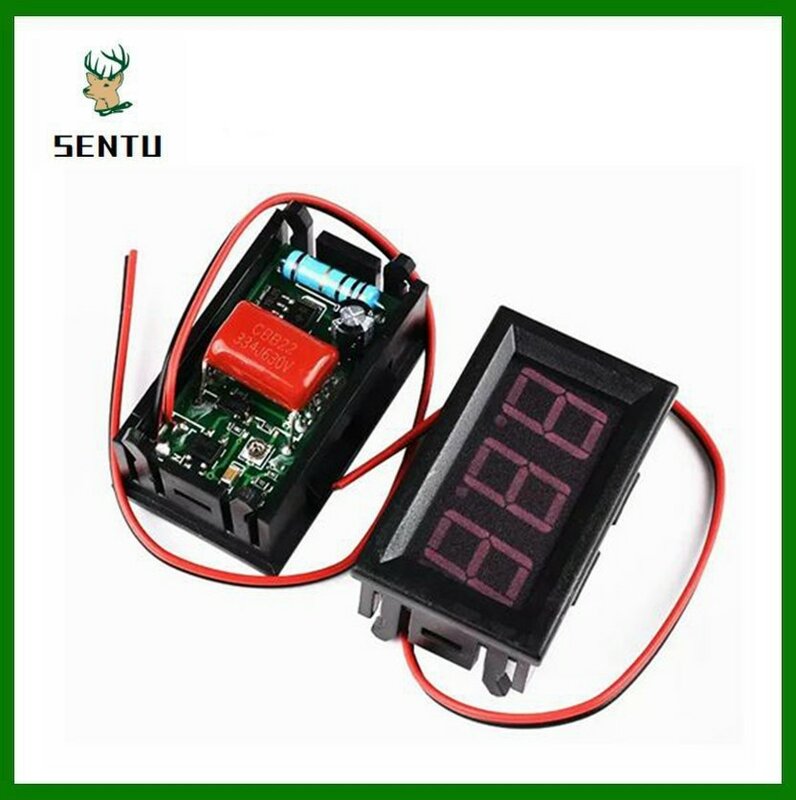 AC 70-500V 0.56" LED Digital Voltmeter Voltage Meter Volt Instrument Tool 2 Wires Red Green Blue Display 110V 220V DIY 0.56 Inch