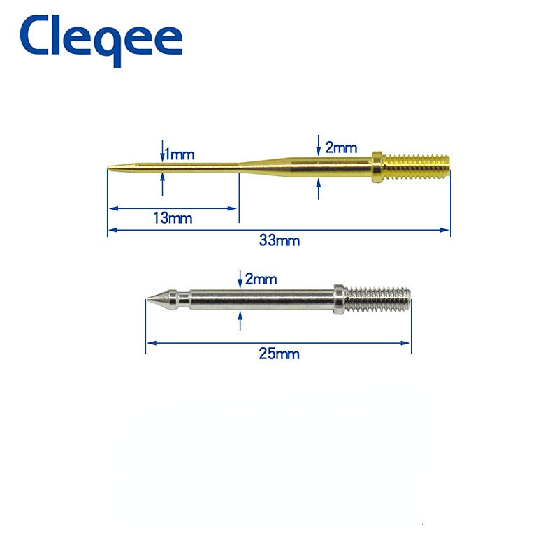 Cleqee P8003.1 Kit de agujas de prueba reemplazables, 1mm dorado afilado y 2mm estándar, adecuado para SONDA DE multímetro, 8 Uds.