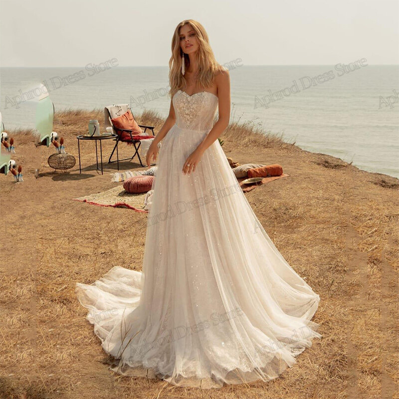 Wdzięczne suknie ślubne tiulowe o różnych warstwach sukni ślubnych koronkowe aplikacje bez rękawów, bez pleców, ładne Vestidos De Novia 2024