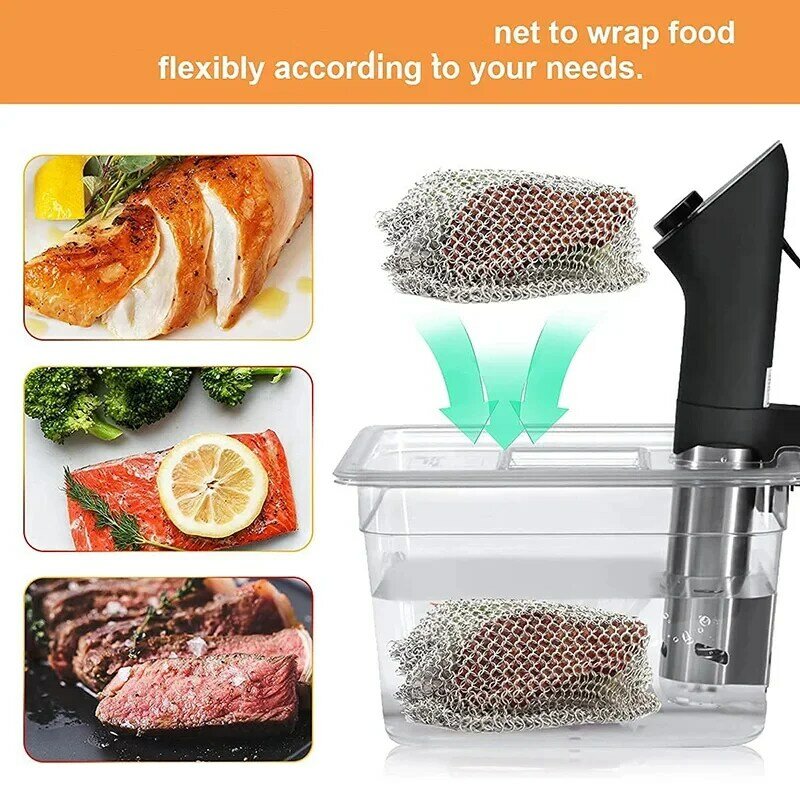 Stainless Steel Sink Weight Food Grade Sous Vide Mesh Immersion Cooking Bag To Keep Food Immersed  Sous Vide Cooking Accessorie