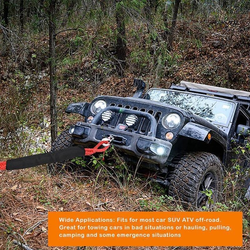 Aluminum Winch Snatch Recovery Ring Recovery Loop with Soft Release Buckle for Off Roading and Outdoor Adventures