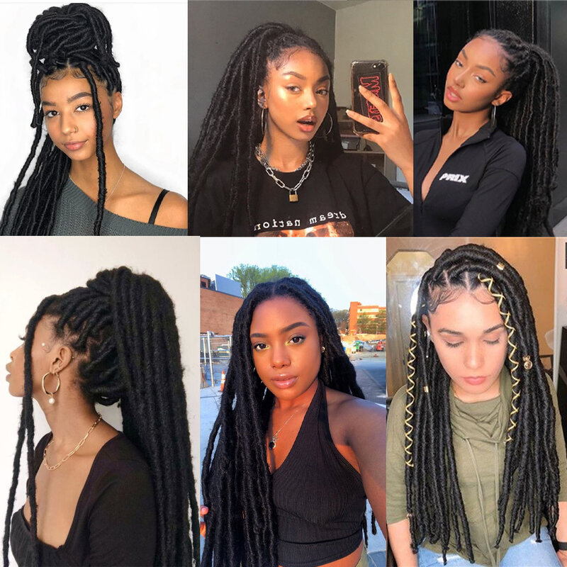 Full Lace Front Synthetic Braided Wigs For Black Women X-TRESS Straight Faux Locs Braids Wig With Baby Hair Crochet Dreadlocks