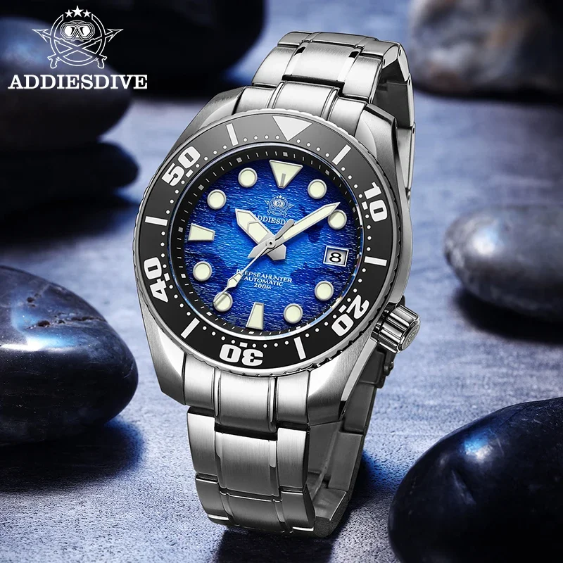Addiesdive AD2102แบรนด์ชั้นนำสำหรับผู้ชายนาฬิกากลไกอัตโนมัติ NH35การเคลื่อนไหว relogios masculinos 200เมตรดำน้ำนาฬิกาสะท้อนแสงสุดๆ
