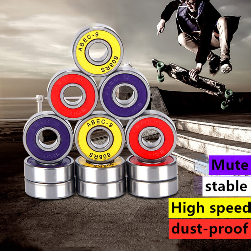 Rolamentos de aço cromado para skate, roda do "trotinette" do patim do rolo, elevado desempenho, ABEC-7, ABEC-9, 1Pc