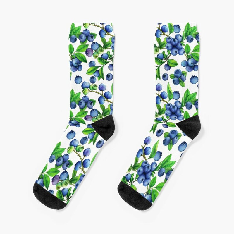 Blueberries fruta aguarela padrão meias meias masculinas meias de compressão meias engraçadas