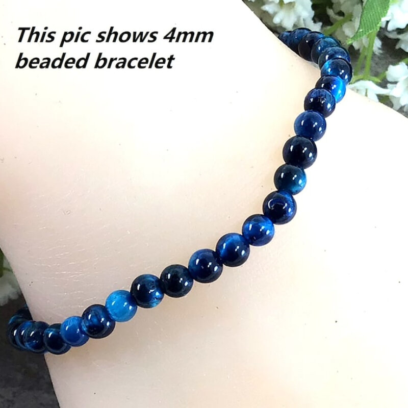 Blue Tiger Eye Beaded Bracelet, Handmade, Stretch, Alívio da Ansiedade, Proteção de Cura, 4mm, 6mm, 8mm, 10mm, 12mm