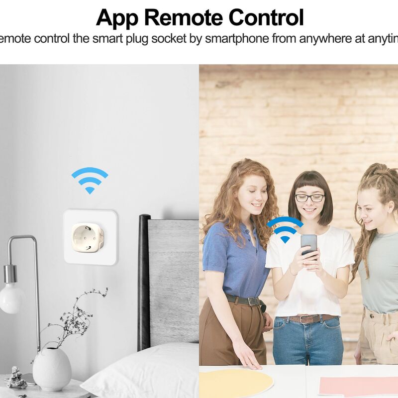 Tuya soket Remote Control suara Aplikasi nirkabel dengan fungsi Monitor daya EU 16A colokan Cerdas Wifi dapat digunakan dengan Alexa Google Home