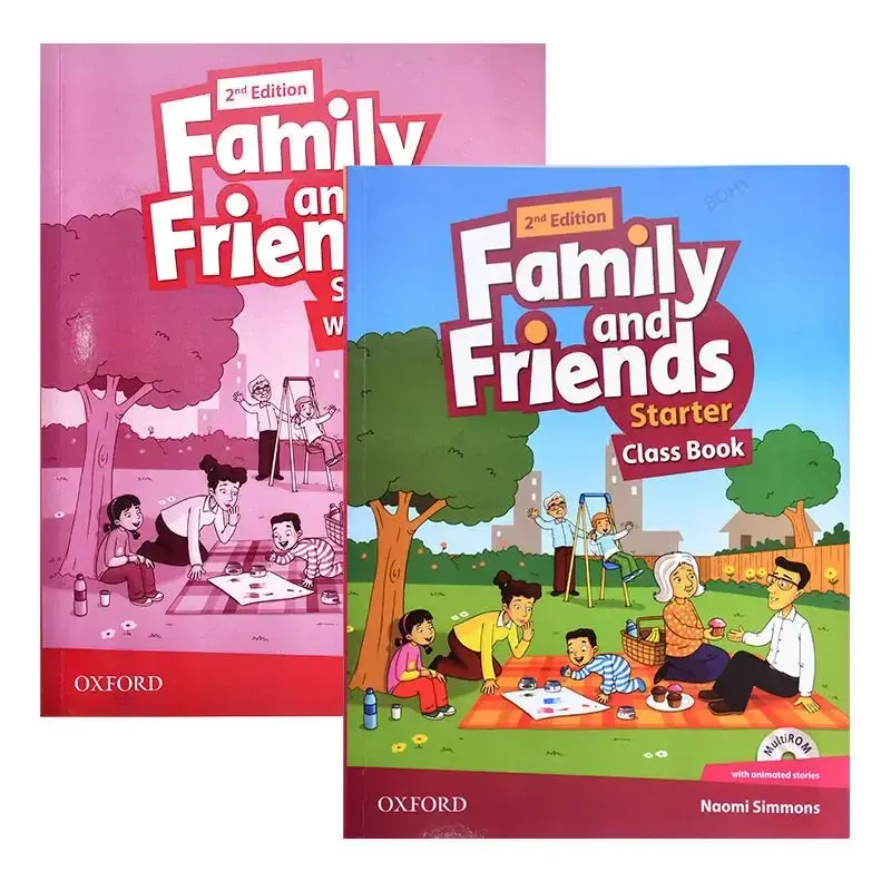 Versi bahasa Inggris Oxford keluarga dan teman buku Calss + buku kerja anak-anak buku teks bahasa Inggris gratis pengiriman