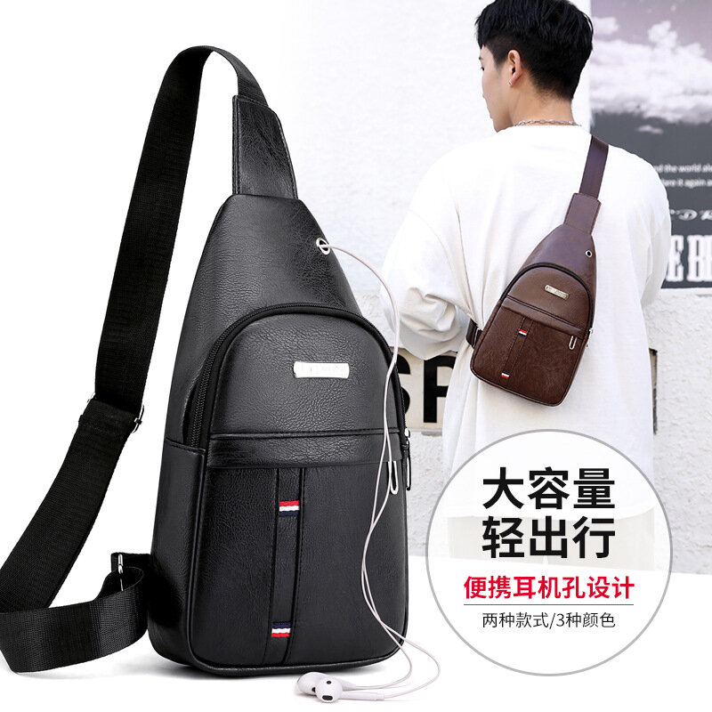 Men Shoulder Bags PU Waist Packs Sling Bag Crossbody Outdoor Sport Shoulder Chest Daily Picnic Canvas Messenger Bag Bolsa