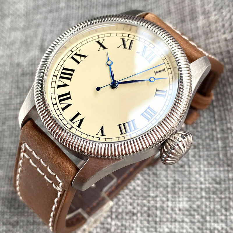 Tandorio Vintage Retro Duiker Veld Automatisch Horloge Mannen Nh35 Pt5000 Movt Romeinse Nummers Grote Kroon Waterdicht 39Mm Reloj Hombre
