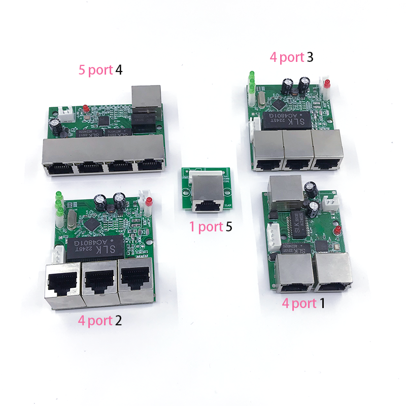 Mini interruptor ethernet PCBA de 4/5 puertos, módulo de 10/100Mbps, 5V, 12V, 15V, 18V, 24V