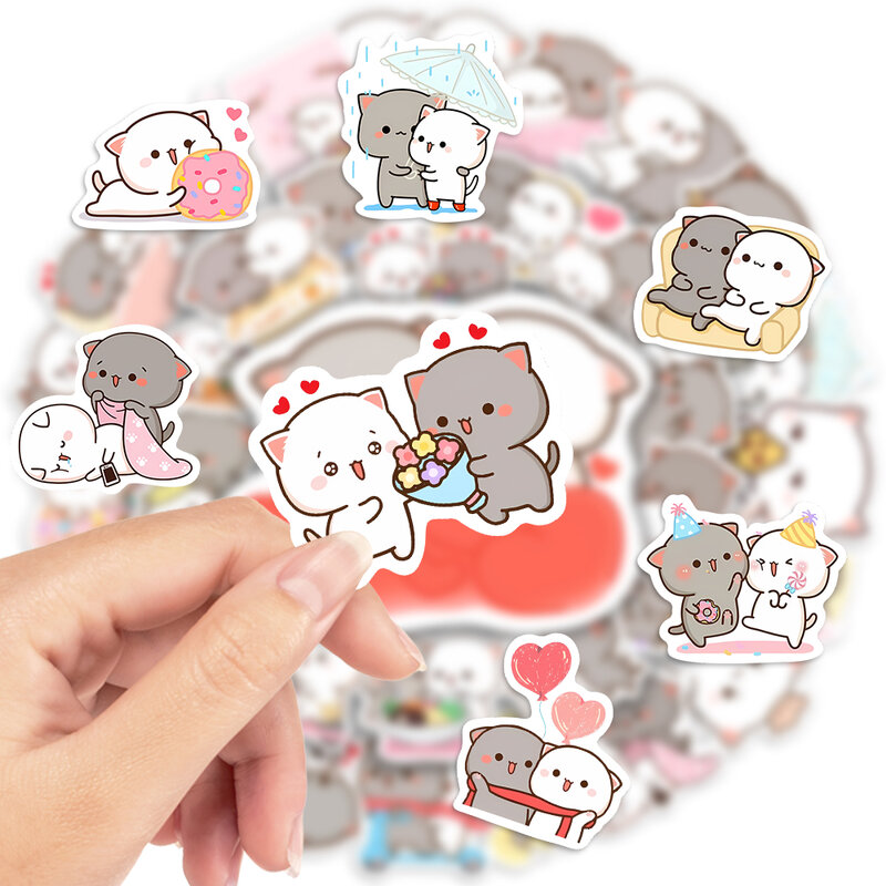 Cute Cartoon Cat Stickers for Kids, Decalques impermeáveis, Garrafa de água, Laptop, Skate, Scrapbook, Bagagem, Brinquedos, Gatos engraçados