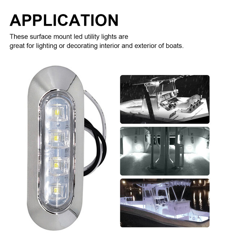 Luz LED de cortesía para barco marino, marcador lateral de popa Interior, 12-30V, 6LED, impermeable, 2 piezas