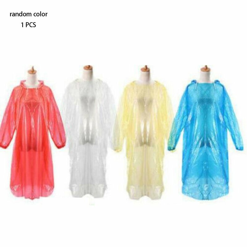Disposable Raincoat Adult Raincoat Waterproof Emergency Rain Poncho Portable Raincoat Outdoor Travel Camping Color Random