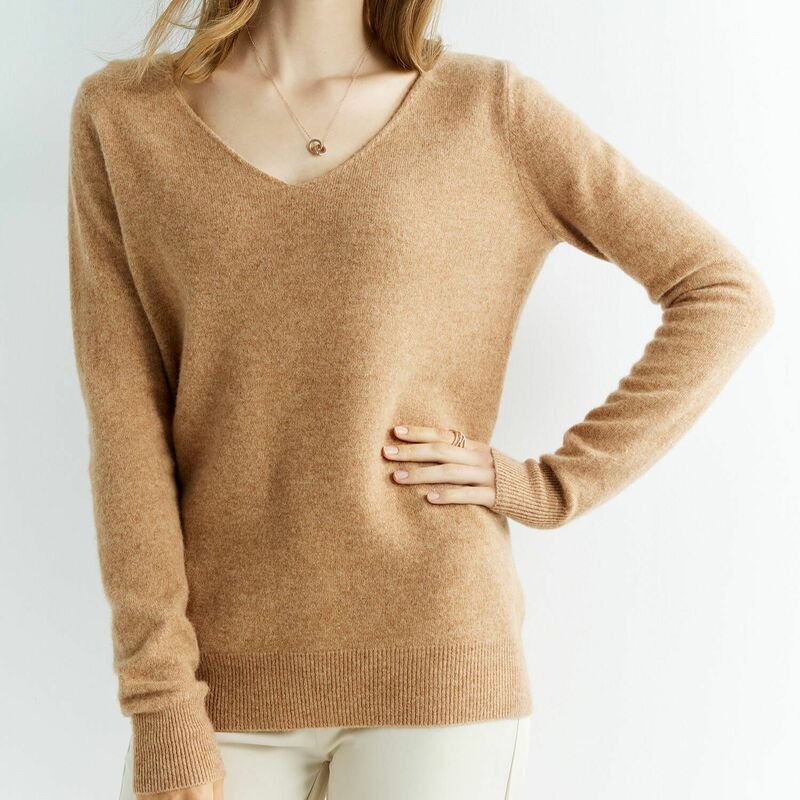 Cashmere sweter damskie dzianinowe swetry 100% Merino wełna V-Neck z długim rękawem swetry zimowy jesienny sweter odzież Top kobieta