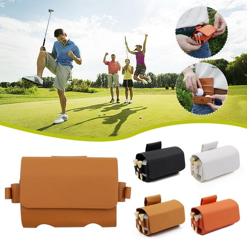Golf Ball Bag Pouch Outdoor Travel Case Golf Tees Portable Waist Storage Bags PU Leather Golf Supplies Accessories Training Aids